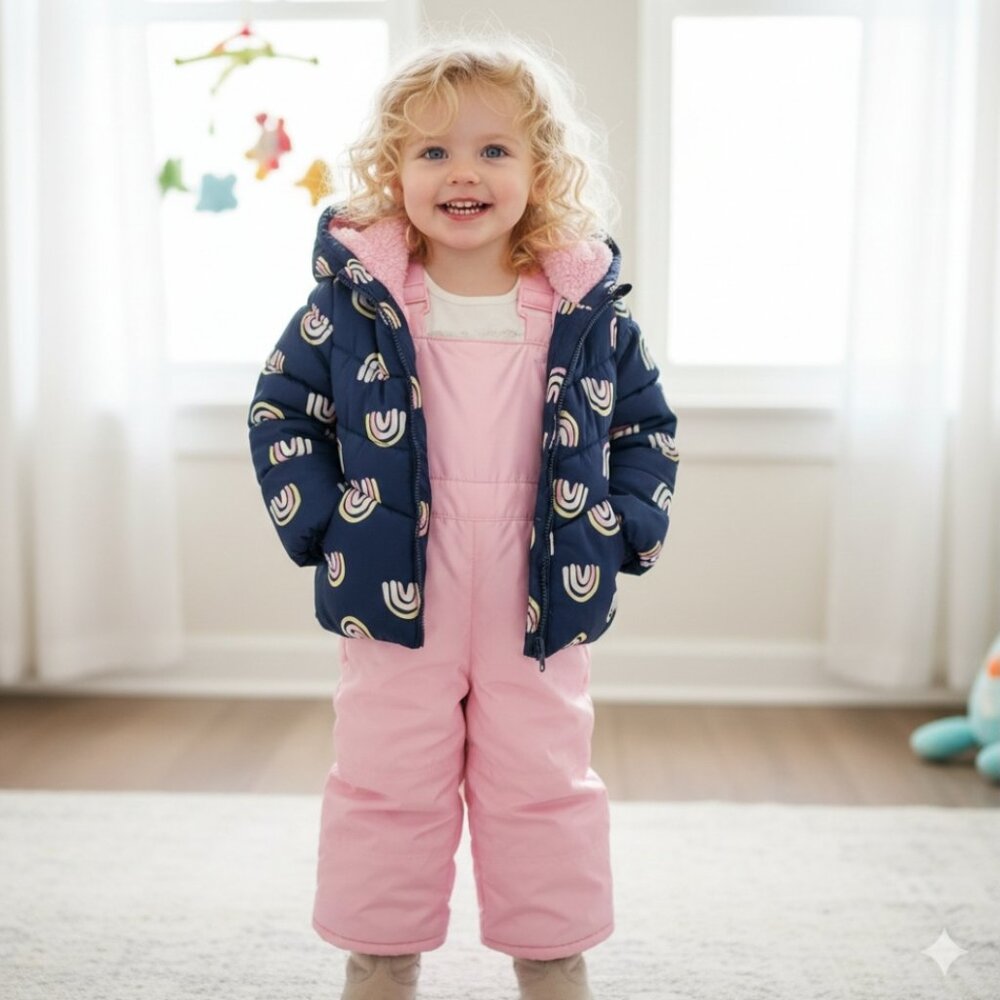 “Carter’s”  2-Piece Puffer Snowsuit - Girls Size 3T Like-New, Mint Condition